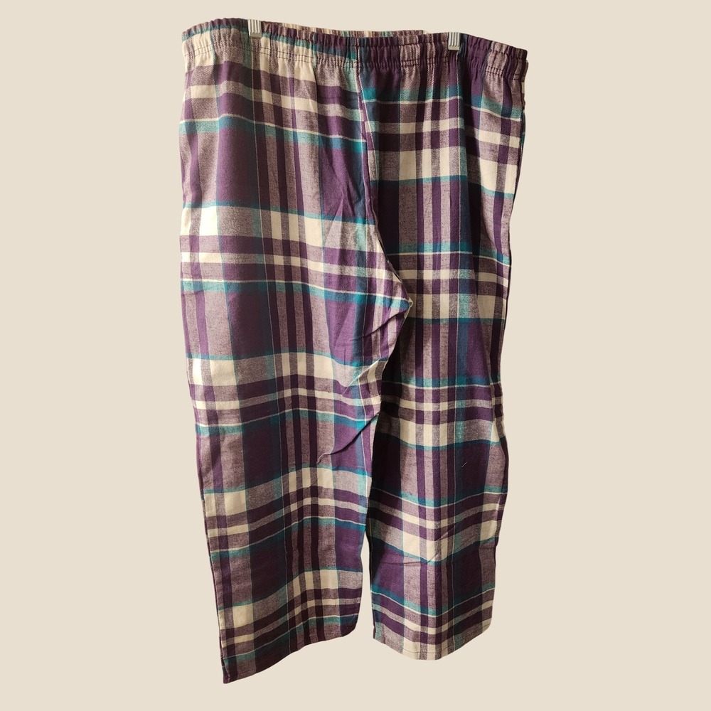 Stillwater Supply Co Womens 2X Purple/Teal Plaid Cotton Flannel Pants LoungeWear